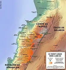 Image 10A map of Mount Lebanon c. AD 1180 (from History of Lebanon)