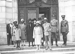 Image 27Charles D. B. King, 17th President of Liberia (1920–1930), with his entourage on the steps of the Peace Palace, The Hague (the Netherlands), 1927. (from History of Liberia)