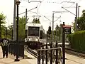 Hoboken-bound train approaching the station in September 2009