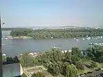 Birds view of Veliko ratno ostrvo (Lido to far left and Belgrade in background) from Zemun.