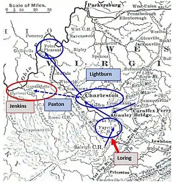 Old map of Kanawha Valley