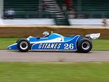 The 1979 Ligier JS11 being demonstrated at the 2008 Goodwood Festival of Speed.