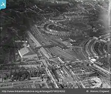 Aerial view of Lillie Bridge Depot in 1928