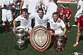 Lincoln Red Imps players with 2014 silverware