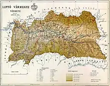 Map of Liptó county in the Kingdom of Hungary (1891)