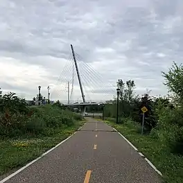 A color photograph of the Little Earth Trail bike and running/walking path in 2020.