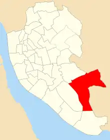 Map of the 1953 boundaries of Woolton ward