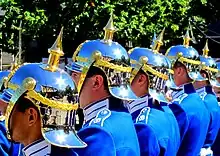 The Life Squadron with its silver-plated helmets and blue uniforms.