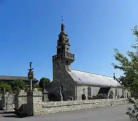 The parish church and the calvary, in Loc-Brévalaire