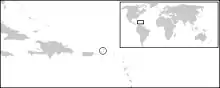 Map of British Virgin Islands southeast of the North American mainland and east of Puerto Rico.