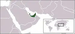 Image 4The proposed federation of Arab emirates, which includes modern-day Bahrain, Qatar, and United Arab Emirates. (from History of the United Arab Emirates)