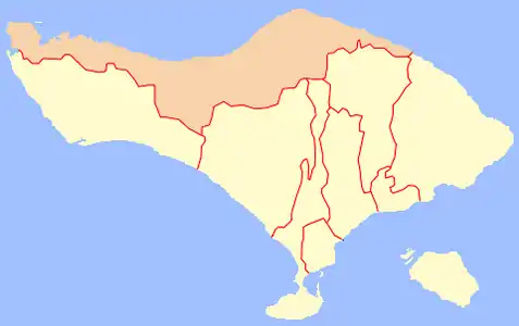 Map of Buleleng Regency in Bali