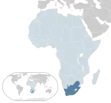 Map of the South Africa within Africa.