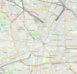 A map of Milan with a red dot in the northeast quadrant of the city centre