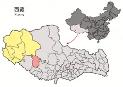 Location of Coqên County within Tibet Autonomous Region