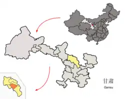 Location in Baiyin, Gansu