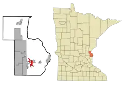 Location of the city of Lindströmwithin Chisago County, Minnesota