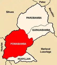 Location of Pomabamba in the Pomabamba province