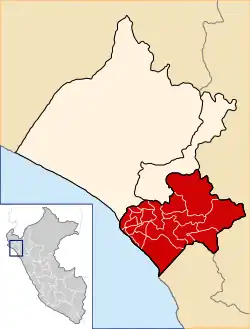 Location of Chiclayo in the Lambayeque Region