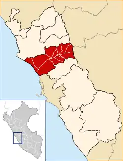 Location of Huaral in the Lima Region