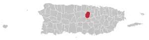 Map of Puerto Rico highlighting Corozal Municipality