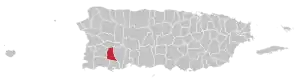 Map of Puerto Rico highlighting Sabana Grande Municipality