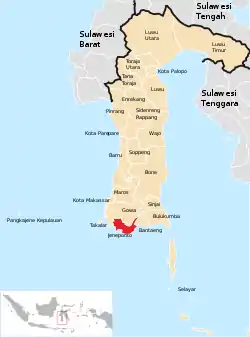 Location within South Sulawesi