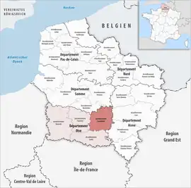 Location within the region Hauts-de-France