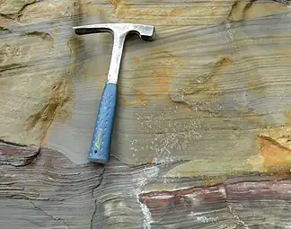 Cross-bedding and scour in sandstone of the Logan Formation (Lower Carboniferous) of Jackson County, Ohio