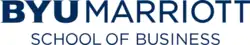 Logo with large blue "BYU" at top and "Marriott School of Management" beneath