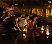 Image 42People floating krathong rafts during the Loi Krathong festival in Chiang Mai, Thailand (from Culture of Thailand)