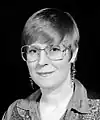 Image 66Lois McMaster Bujold with pixie cut and denim western shirt, 1996 (from 1990s in fashion)