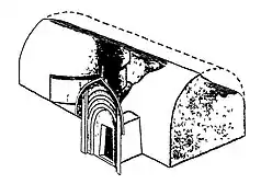 Volume representation of Lomas Rishi Cave. The digging of the vault has never been finished.