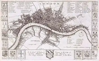 Image 4Richard Blome's map of London (1673). The development of the West End had recently begun to accelerate. (from History of London)