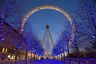 Large Ferris wheel at twilight