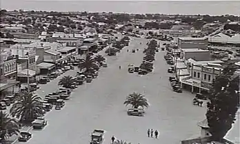 Lonsdale Street from Dandenong Town Hall tower in 1938