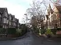 Looking west along Church Walk from the junction with Winchester Road in winter.