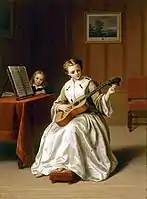 Tuning the Guitar, oil on panel, 1863