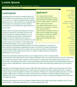 An example of the Lorem ipsum placeholder text on a green and white webpage.