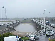 Road and rail bridges across the Loughor Estuary, linking Swansea County Borough with Carmarthenshire.