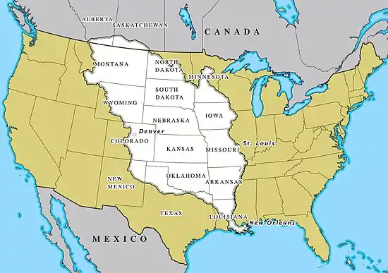 Image 17The United States, with the Louisiana Purchase overlaid (from History of Arkansas)