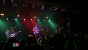 Lovejoy performing at the Bottom Lounge in 2023. Left to right: Joe Goldsmith, William Gold, Mark Boardman, Ash Kabosu.