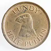 Reverse of "Half Puffin" coin, Lundy 1929