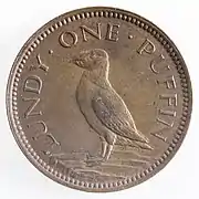 Reverse of "One Puffin" coin, Lundy 1929