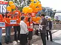 Senator Allison with Laura Chipp and Young Australian Democrats candidates during election campaign in Melbourne 2007