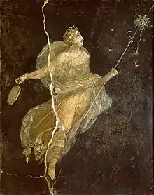 A maenad wearing a silk gown, a Roman fresco from the Casa del Naviglio in Pompeii, 1st century AD