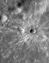 LRO image of the 1-km crater with rays within Balmer