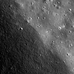 LRO image of the contact of the crater wall (lower left) and the floor (upper right)