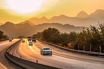 The motorway M-2 in Pakistan passes through the Salt Range mountains