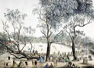 Image 10Cricket match at the Melbourne Cricket Ground, 1860s (from Culture of Australia)